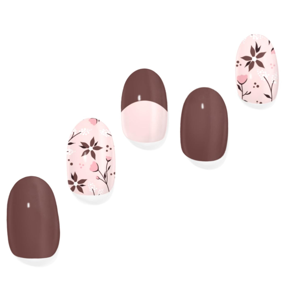 Semi Cured Gel Nail Strips with 30 Pieces – UV Gel Nail Stickers & Nail Wraps, Complete Manicure Kit Includes Prep Pads, Nail File and Wooden Stick, Easy Application, UV Light Required (Mocha Fleur)