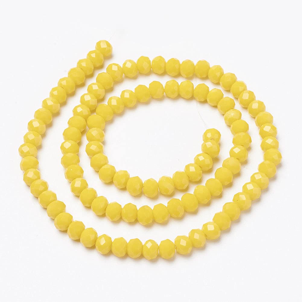 10 Strands Yellow Briolette Faceted Glass Beads Rondelle Crystal Beads 4mm Tiny Loose Crystals 1100pcs for Bracelets Jewelry Making