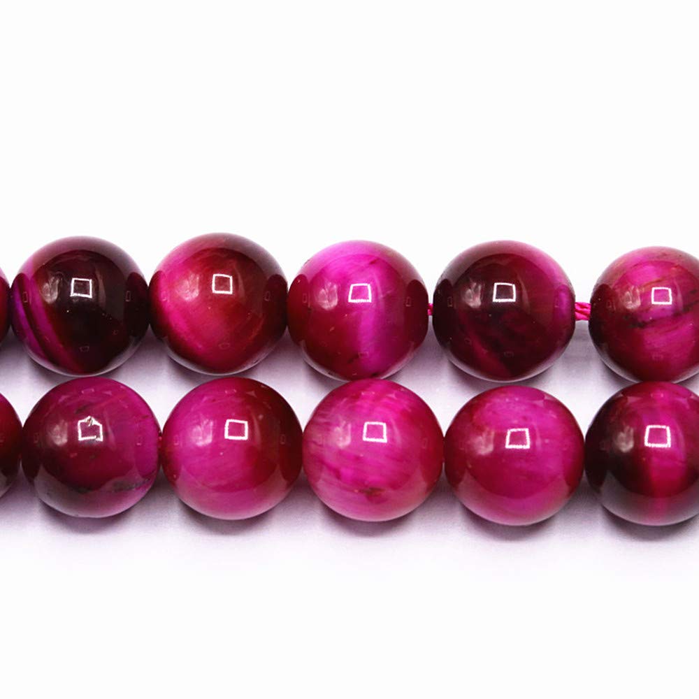 PLTbeads Natural Gemstone Loose Beads Smooth Round Approxi 15 inch DIY Bracelet Necklace for Jewelry Making (8mm, Pink Tiger Eye)