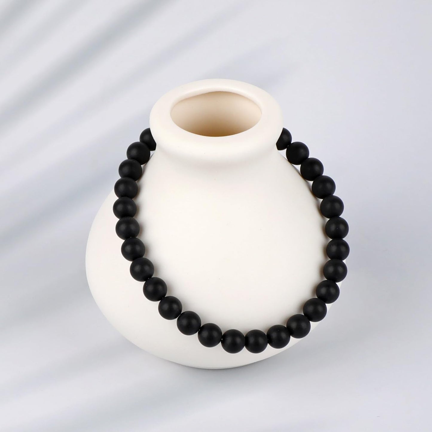 LPBeads Handmade Natural Gemstone Stretch Elastic 6mm Matte Black Onyx Bracelet Healing Crystal Round Stone Beads Jewelry Gifts for Women Men