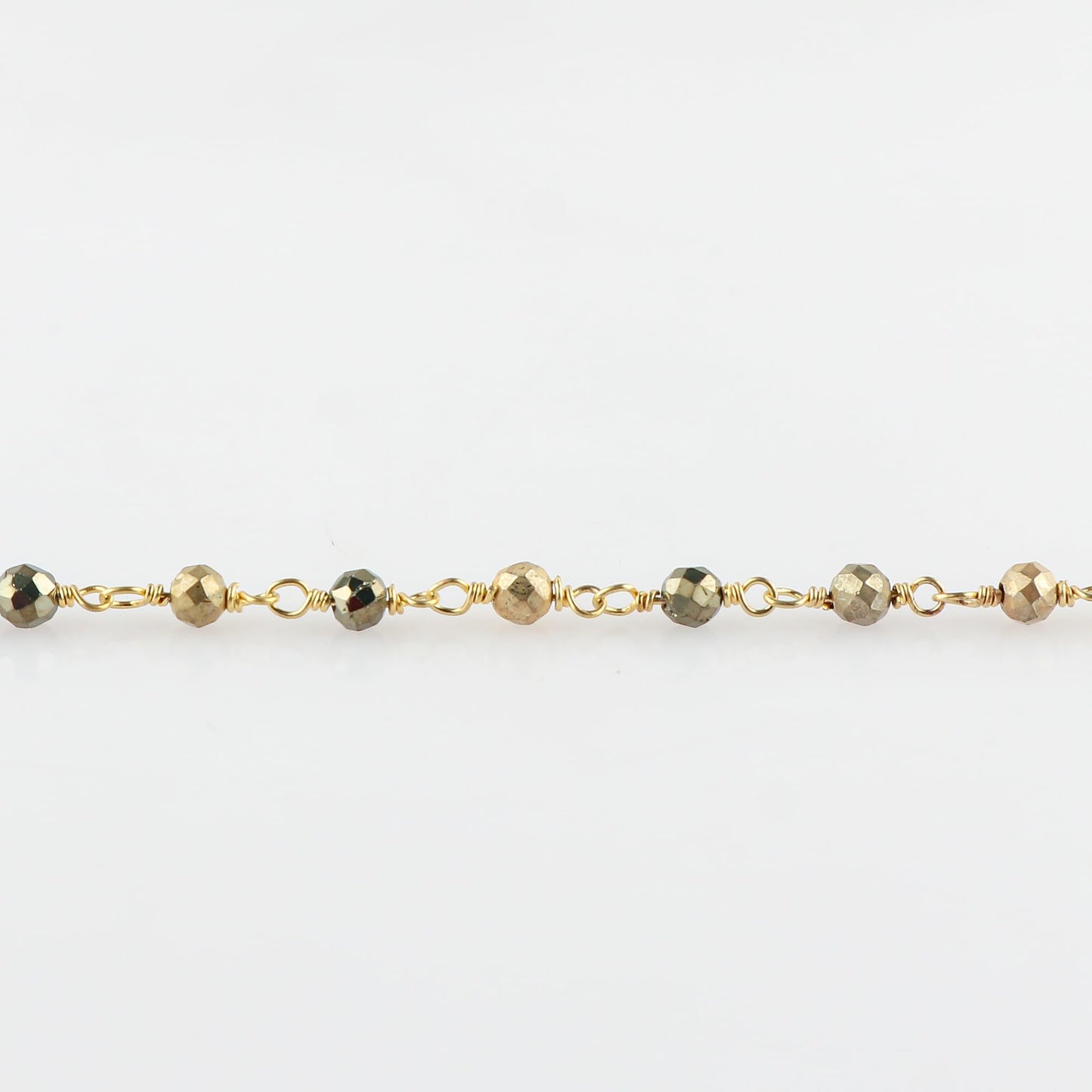 CRYSTALINES Natural Golden Pyrite Gemstones Bracelet Handmade Hypoallergenic Gold Plated Jewelry for Women Healing Crystals Microfaceted Beads Rosary Chain Boho Birthday Bracelet, 7+1inch