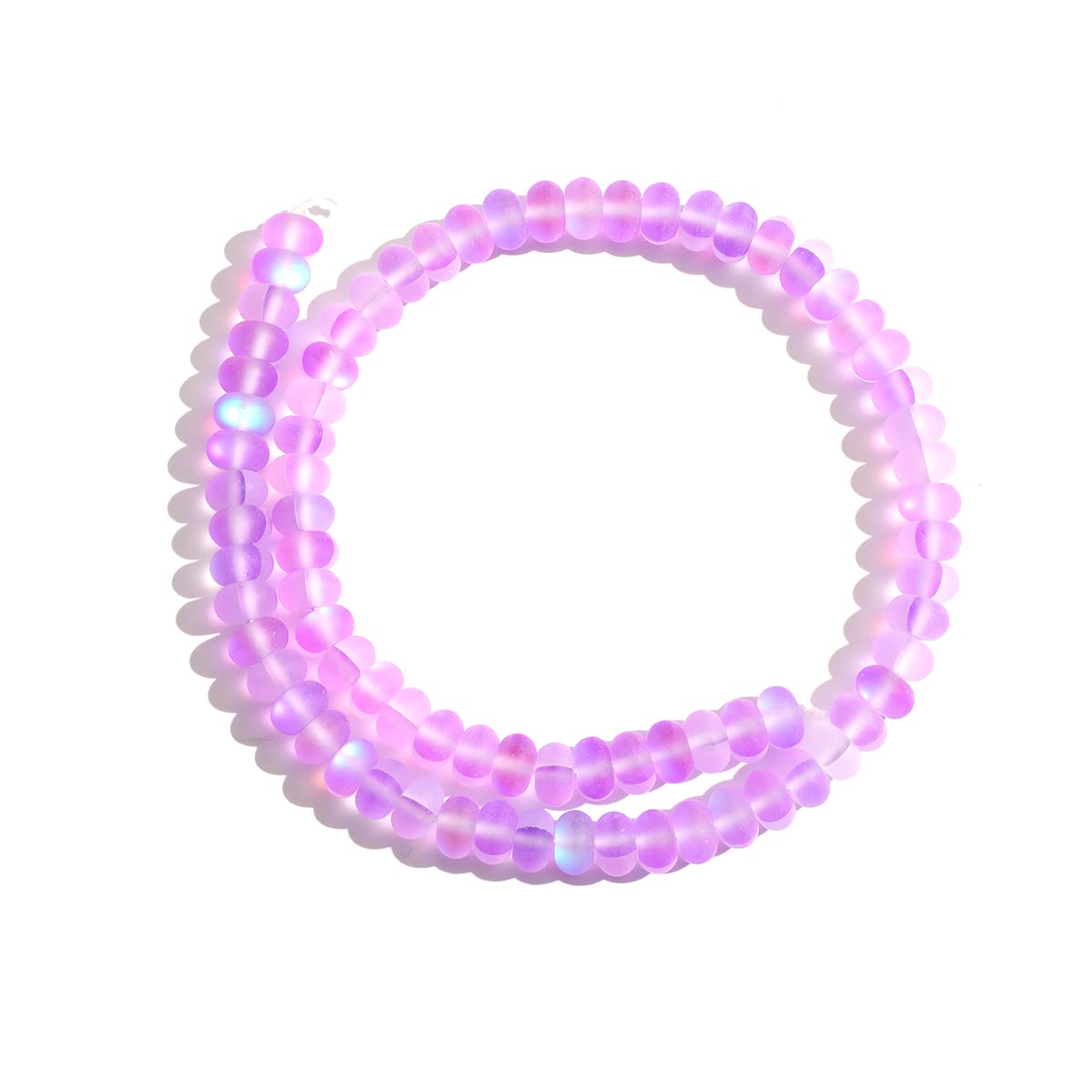 5x8mm Purple Matte Aurora Crystal Glass Beads Loose Rondelle Disc Beads Frosted Moonstone for Jewelry Making