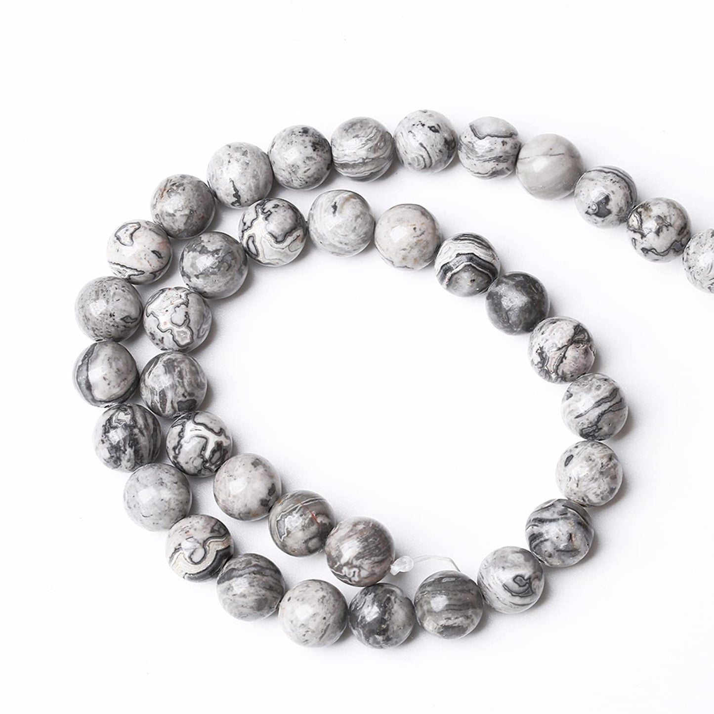 8MM 45PCS Natural Stone Map Jasper Loose Beads for Jewelry Making DIY Bracelet