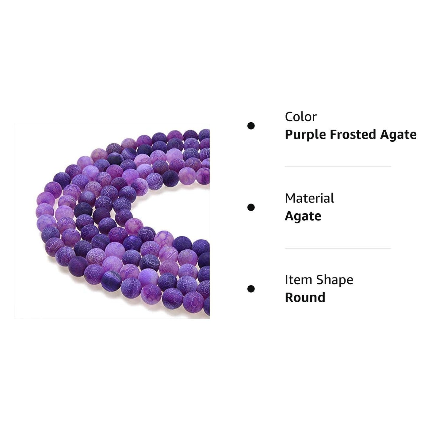 PLTbeads Natural Gemstone Loose Beads Matte Approxi 15.5 inch DIY Bracelet Necklace for Jewelry Making (10mm, Purple Frosted Agate)