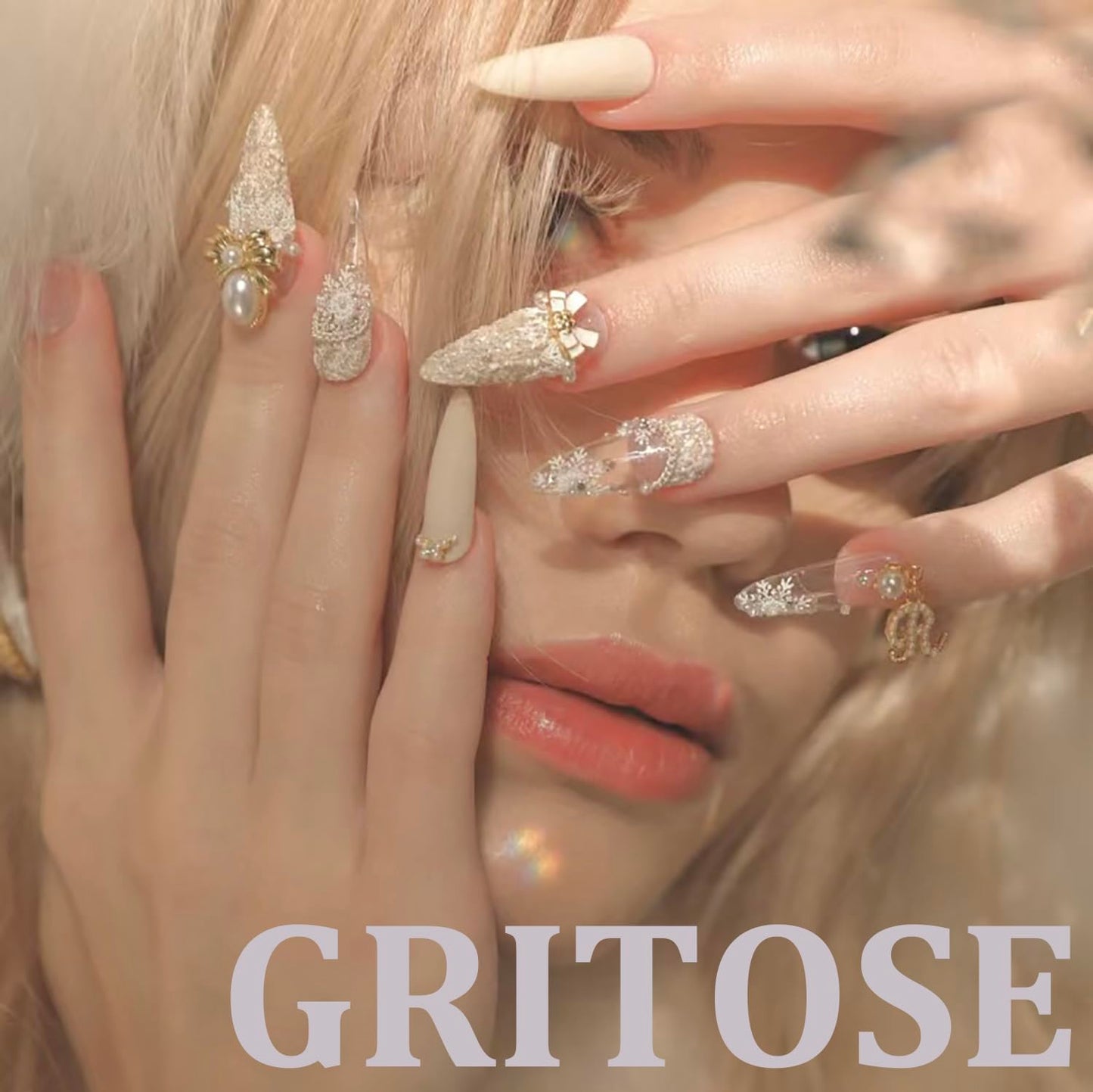 Almond Press on Nails Short Fake Nails with Cherry designs Stick on Nails Glossy Nude False Nails Full Cover White Red French Tip Acrylic Nails Gel Glue on Nails for Women Girls DIY Manicure24pcs