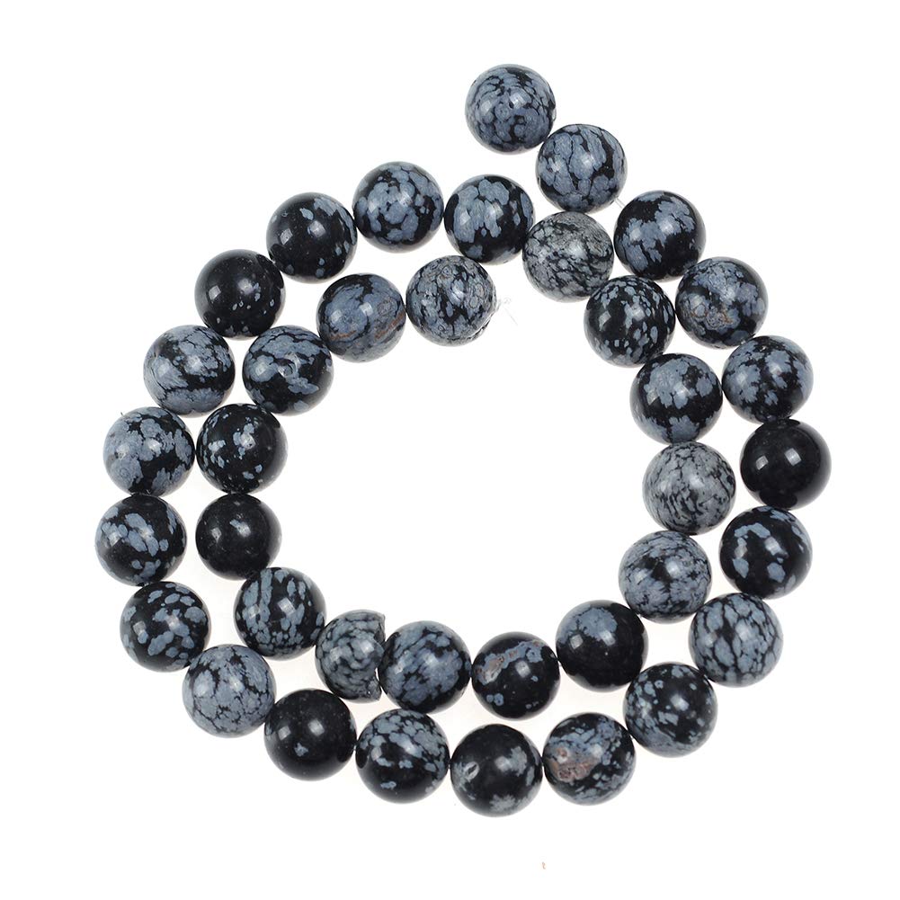 Natural Stone Beads 12mm Snowflake Gemstone Round Loose Beads Crystal Energy Stone Healing Power for Jewelry Making DIY,1 Strand 15"