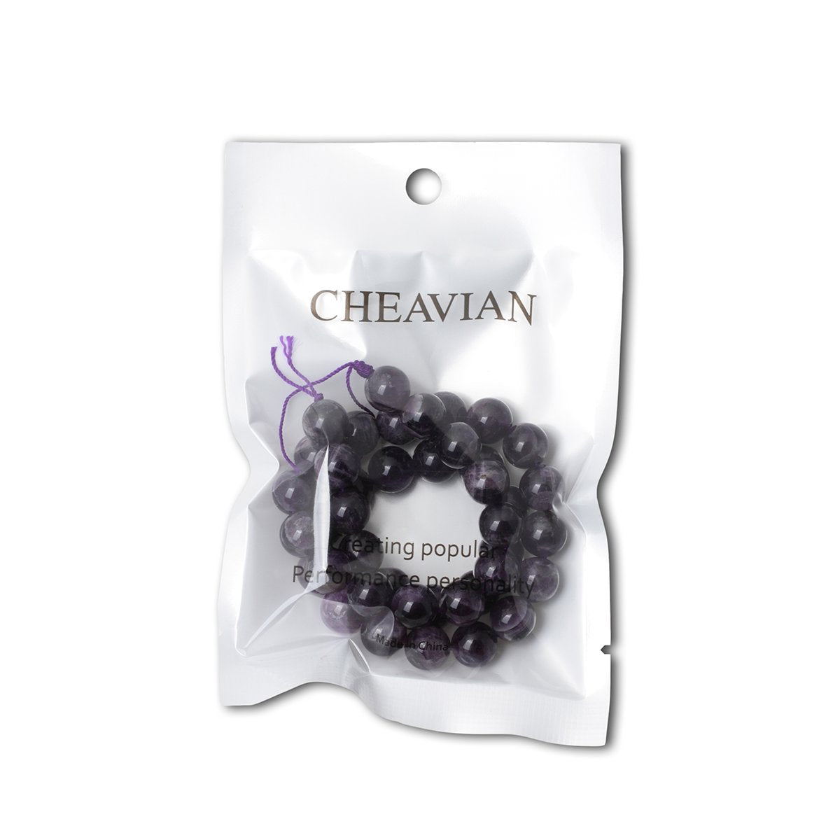 CHEAVIAN 35PCS 10mm Natural Amethyst Gemstone Round Loose Beads Crystal Energy Stone Healing Power for Jewelry Making 1 Strand 15"