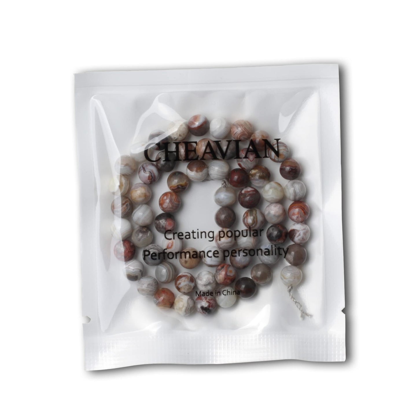 CHEAVIAN 60PCS 6mm Natural Laguna Lace Agate Round Loose Beads for Jewelry Making 1 Strand 15"