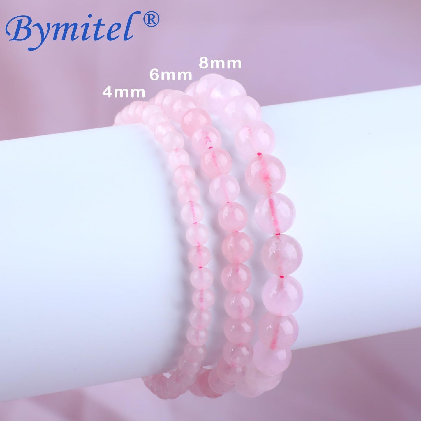 Bymitel 6mm Pink Quartz - Handmade Reiki Gemstone Stretch Bracelet, Natural Beauty & Spiritual Essence, Crystal Healing for Unisex Adults