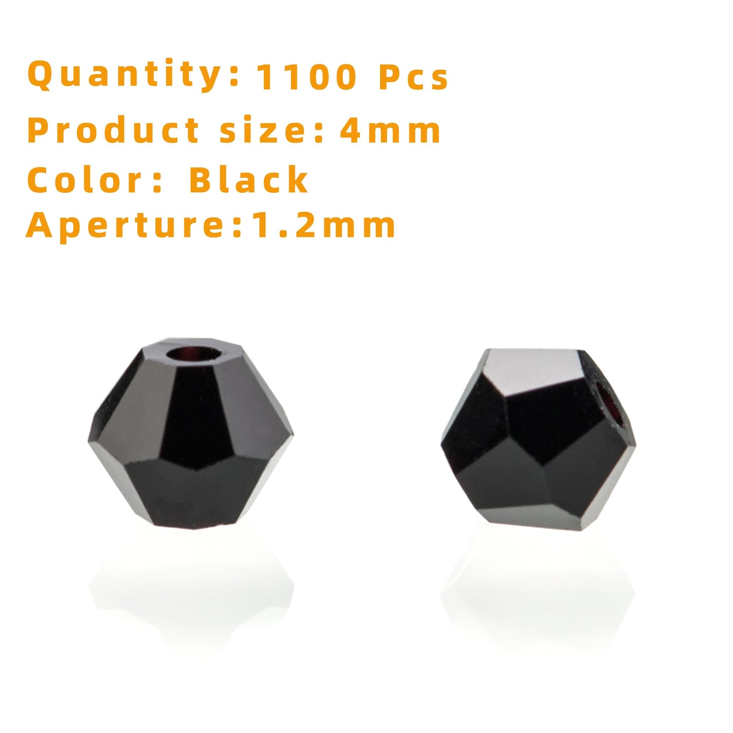 Laopottbeads 1100pcs Black 4mm Bicone Crystal Beads for Jewelry Making โ Small Faceted Glass Beads for Bracelets, Earrings, Loc Sprinkles, DIY Crafts
