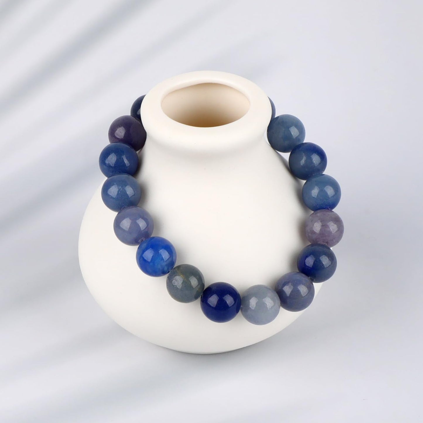 LPBeads Handmade Natural Gemstone Stretch Elastic 10mm Blue Aventurine Bracelet Healing Crystal Round Stone Beads Jewelry Gifts for Women Men