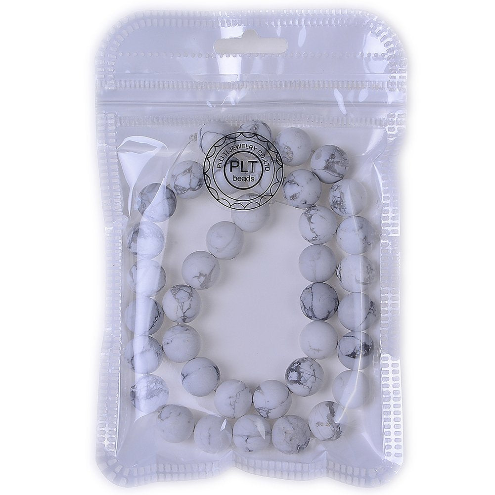 PLTbeads Natural Gemstone Loose Beads Matte Approxi 15.5 inch DIY Bracelet Necklace for Jewelry Making (8mm, Matte Black Stripe Howlite)