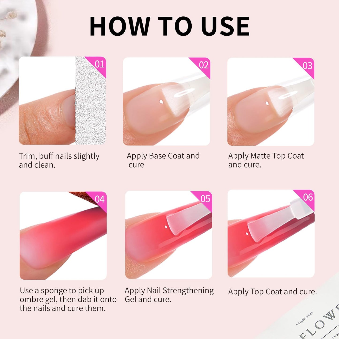 AOBOO Ombre Gel Nail Polish Nail Sponges for Ombre 9 Series Colorful Blush Effect Pat Painting Gradient Blooming Gel for Ombre Nails Multistyle French Manicure Nail Art DIY Home (A13, 1)