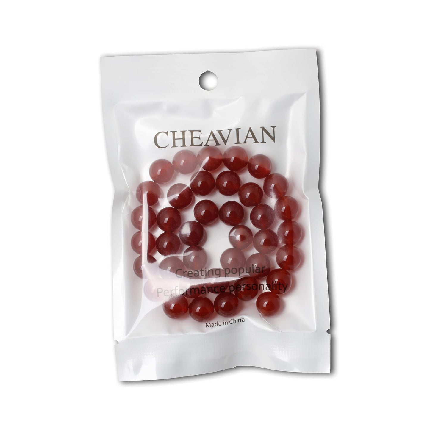 CHEAVIAN 35PCS 10mm Natural Red Agate Gemstone Round Loose Beads for Jewelry Making 1 Strand 15"