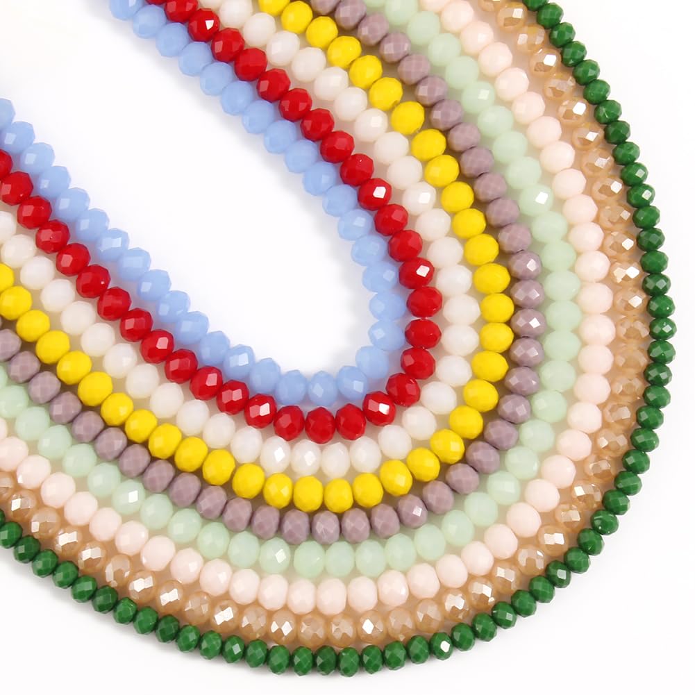 NITOPUPU 500pcs 6mm Crystal Glass Beads for Jewelry Making Faceted Rondelle Flat Porcelain Beads for Bracelets Necklace Earrings DIY Crafts (White Porcelain Bead)