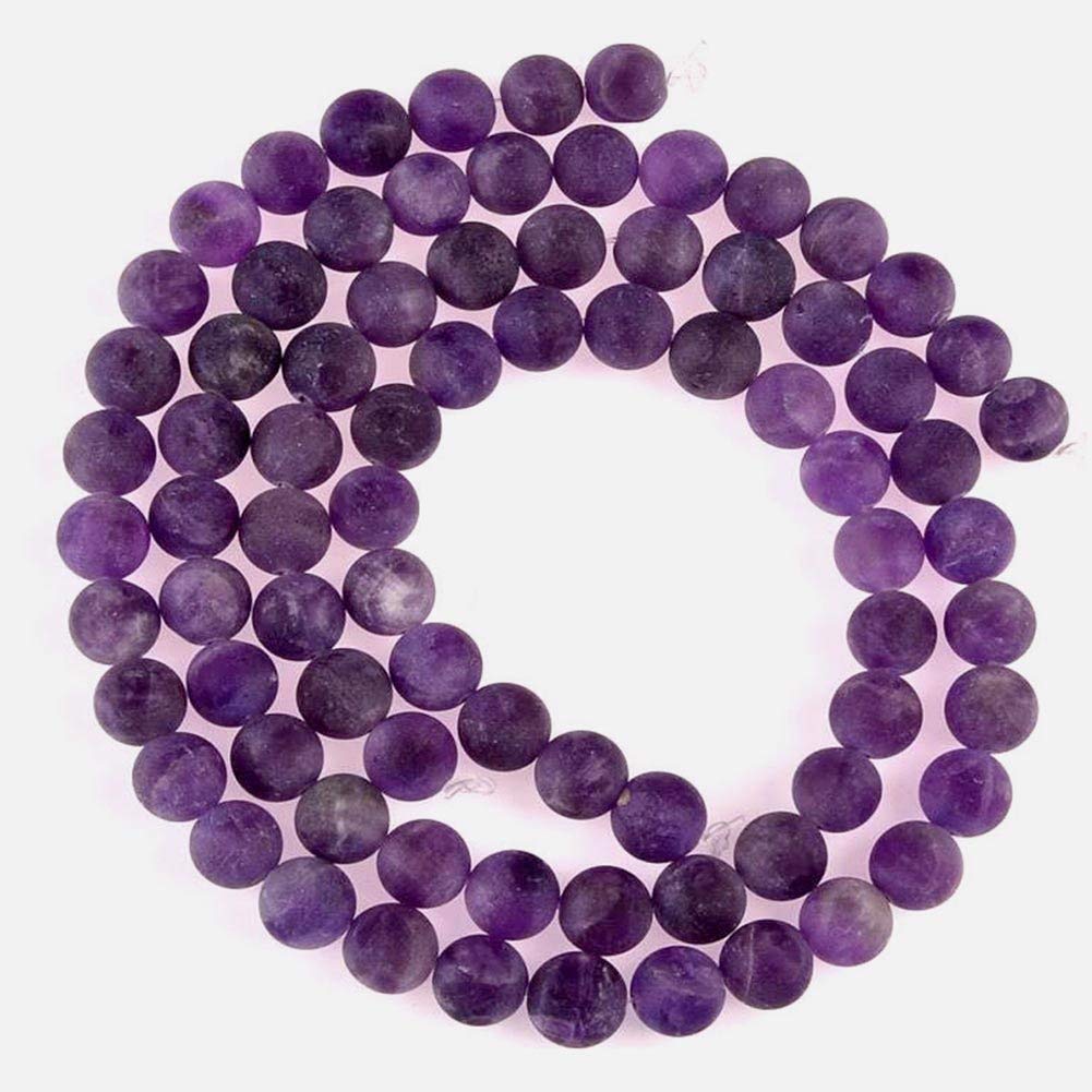 PLTbeads Natural Gemstone Loose Beads Matte Approxi 15.5 inch DIY Bracelet Necklace for Jewelry Making (8mm, Matte Purple Amethyst)