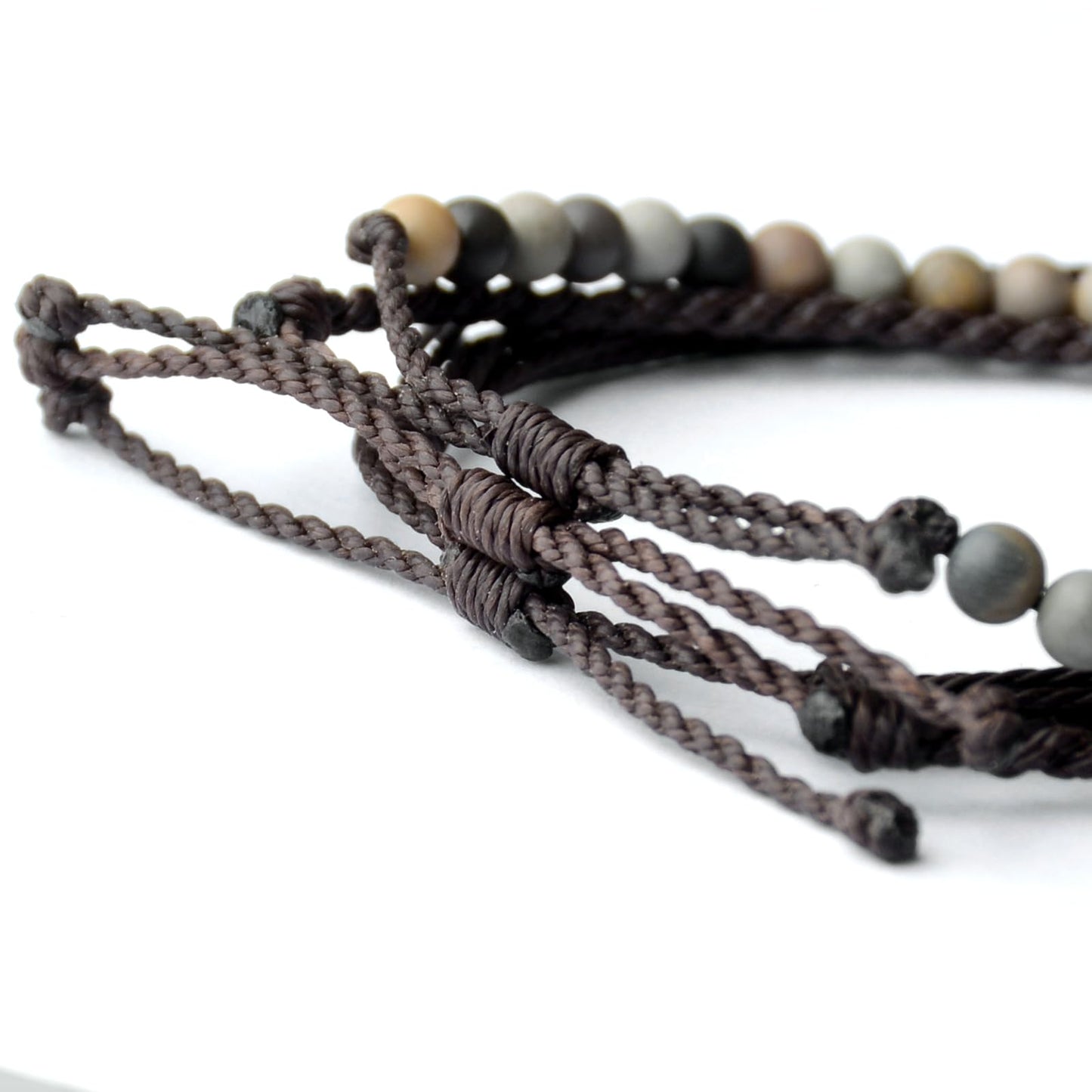 Handmade Natural Stone Beaded Healing Bracelet Gift for Men Adjustable Rope String Bracelet (Blue Picasso/Matte, Adjustable)