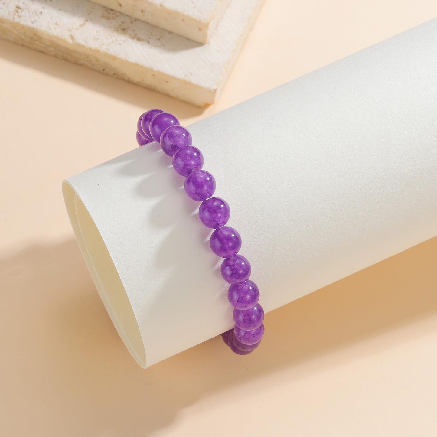 Udolfly Womens Crystal Beaded Bracelets for Women Men Protective Energy Bracelet Natural Gemstone Bead Bracelet 4mm Amethyst