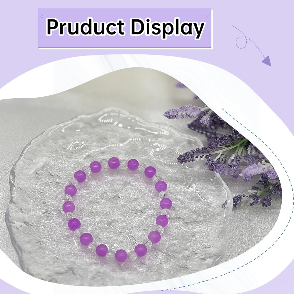 PAMIR TONG 400pcs 8mm Round Glass Beads for Bracelet Pretty Smooth Loose Beads for Necklace-Earring-Jewelry Making and DIY Crafts (Lavender)