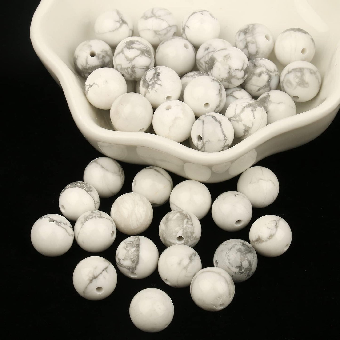 Yochus 45pcs White Howlite Turquoises Beads,8mm Healing Power Natural Stone Round Loose Beads for Jewelry Making Earring Necklace DIY Crafts