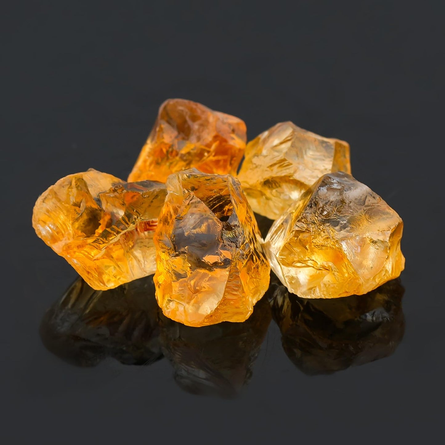 ColouredRocks (5 pcs.) A++ CITRINE Crystals, Raw Stones, Rough Gemstones, Jewelry Making Supply, Cabbing, Polishing, Cutting, DIY, Crafts (60+ carats.) (14-16 mm.)