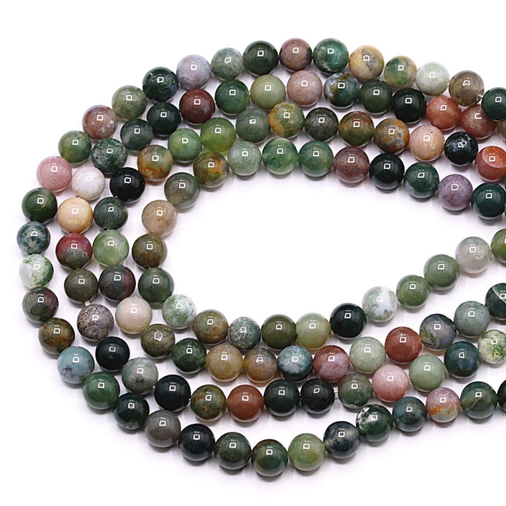 PLTbeads Natural Gemstone Loose Beads Smooth Round Approxi 15 inch DIY Bracelet Necklace for Jewelry Making (8mm, Indian Agate)