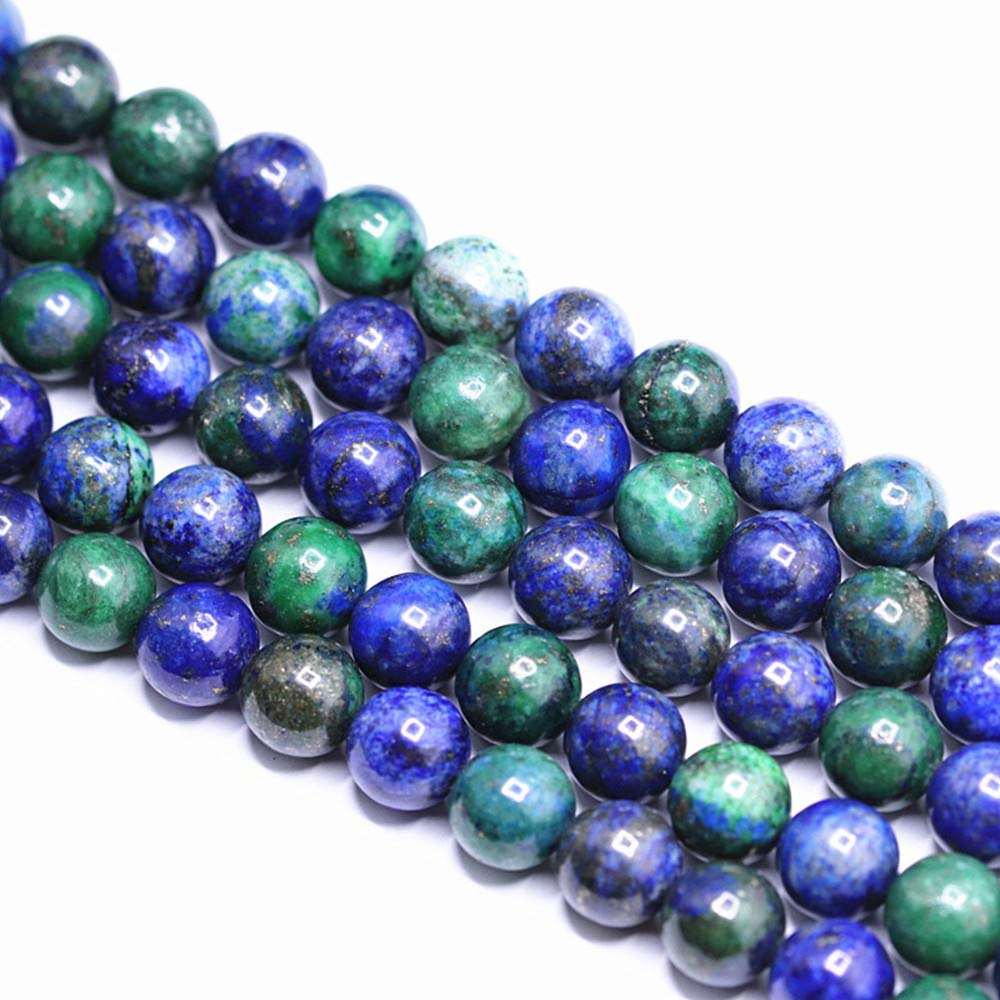 PLTbeads Natural Gemstone Loose Beads Smooth Round Approxi 15 inch DIY Bracelet Necklace for Jewelry Making (6mm, Chrysocolla)