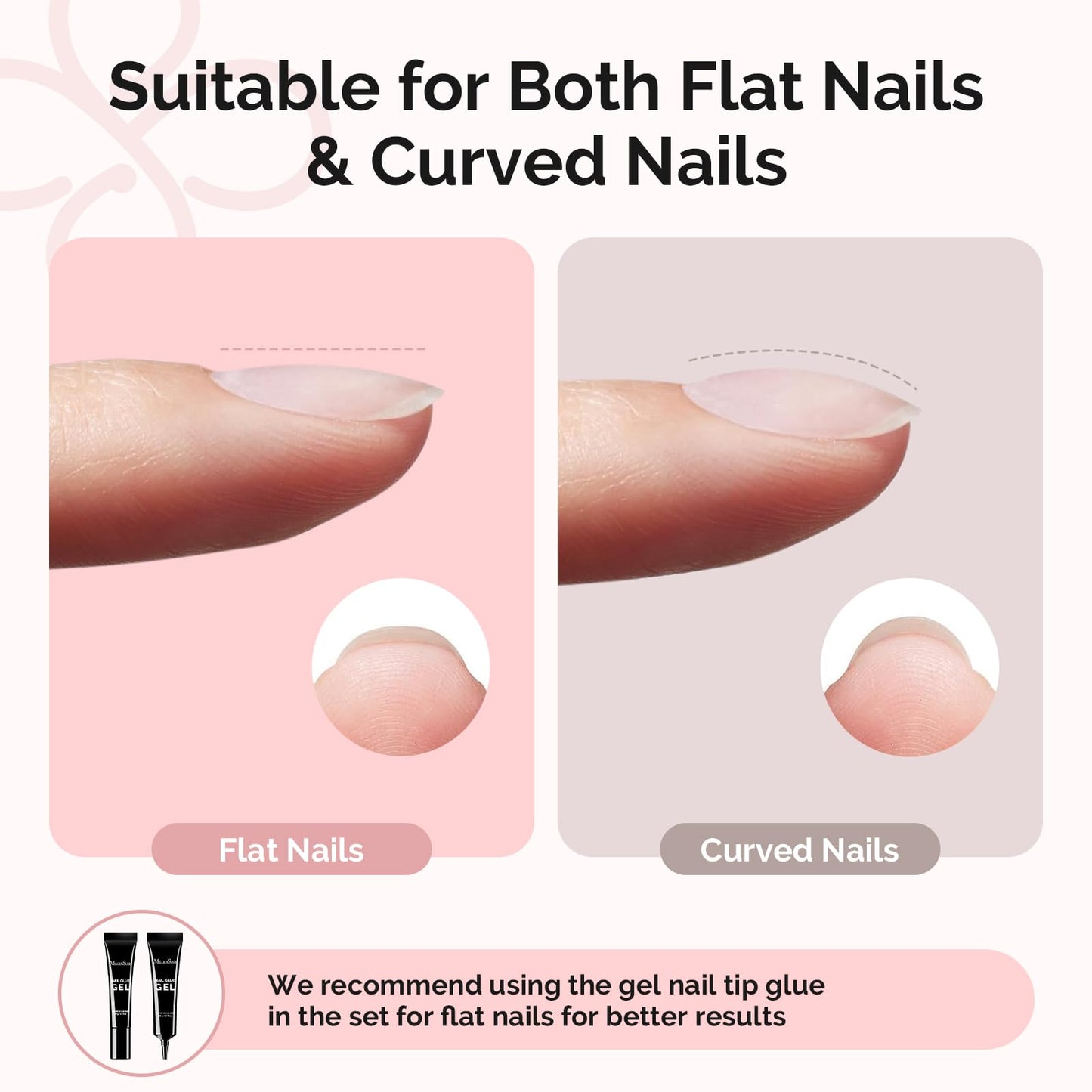 MelodySusie Medium Almond Gel Nail Tips Kit-300Pcs 15Sizes Pre-Building Apex Fake Nail Tips 20gSolid Nail Glue Gel,Half Matte Full Cover Clear Acrylic Nail,Thick Strong Long Lasting for Home DIY&Salon