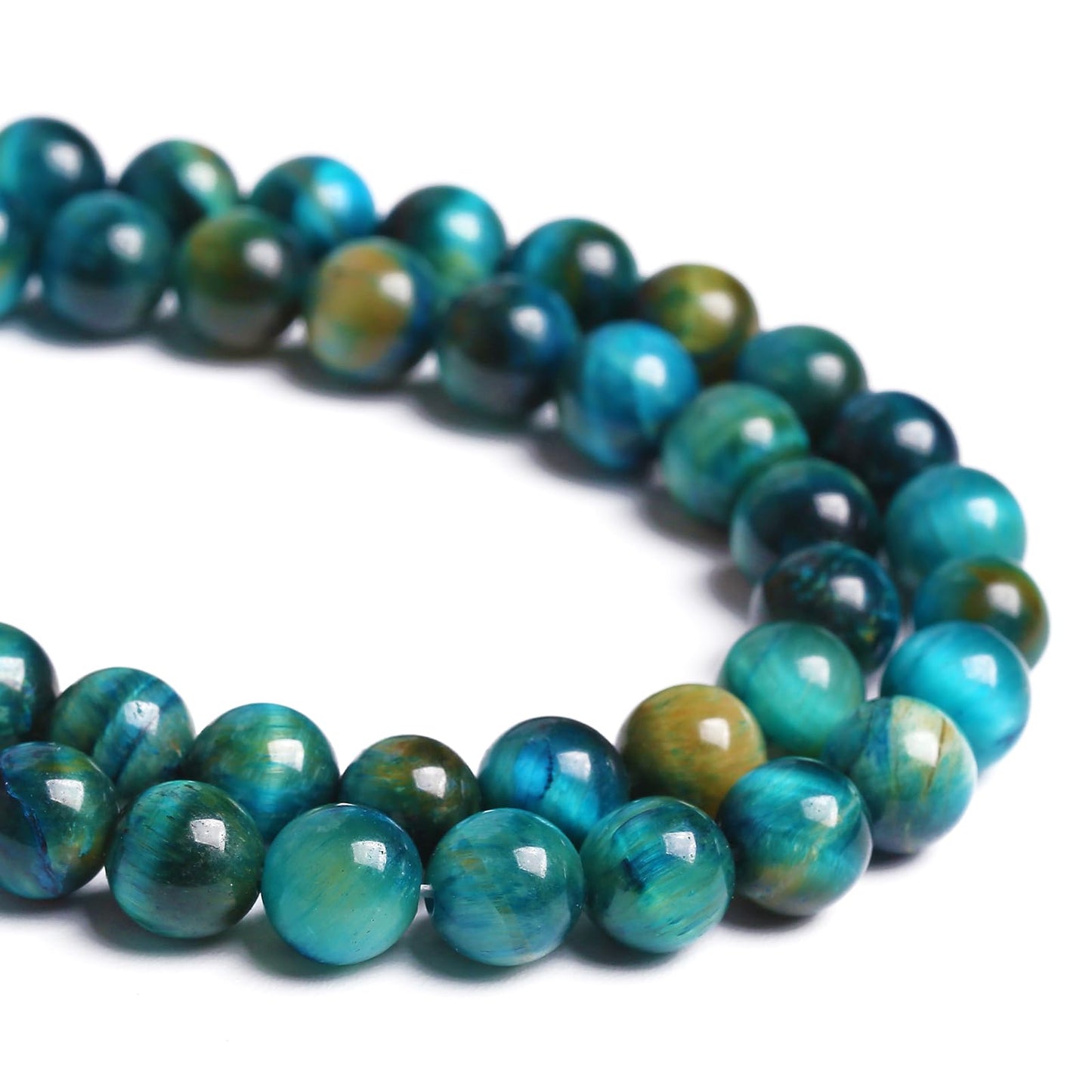 12mm 32PCS Peacock Blue Tiger Eye Stone Beads Natural Crystal Spacer Loose Beads for Jewelry Making DIY Bracelet Semi Precious 1 Strand 15 inches