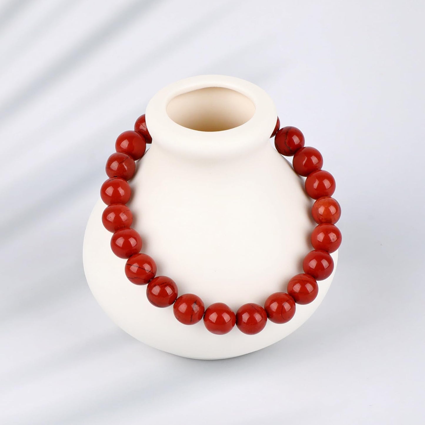 LPBeads Handmade Natural Gemstone Stretch Elastic 8mm Red Jasper Bracelet Healing Crystal Round Stone Beads Jewelry Gifts for Women Men