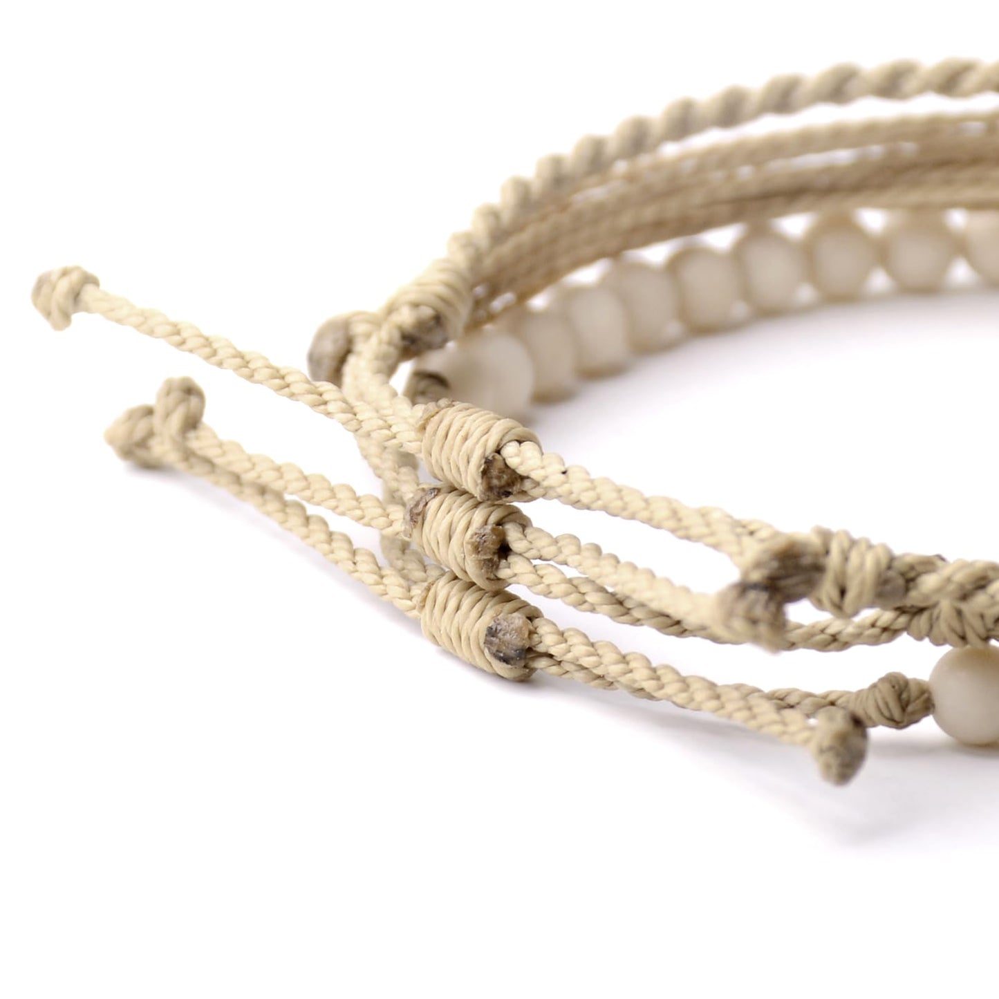 Handmade Natural Stone Beaded Healing Bracelet Gift for Men Adjustable Rope String Bracelet (White fossil, Adjustable)