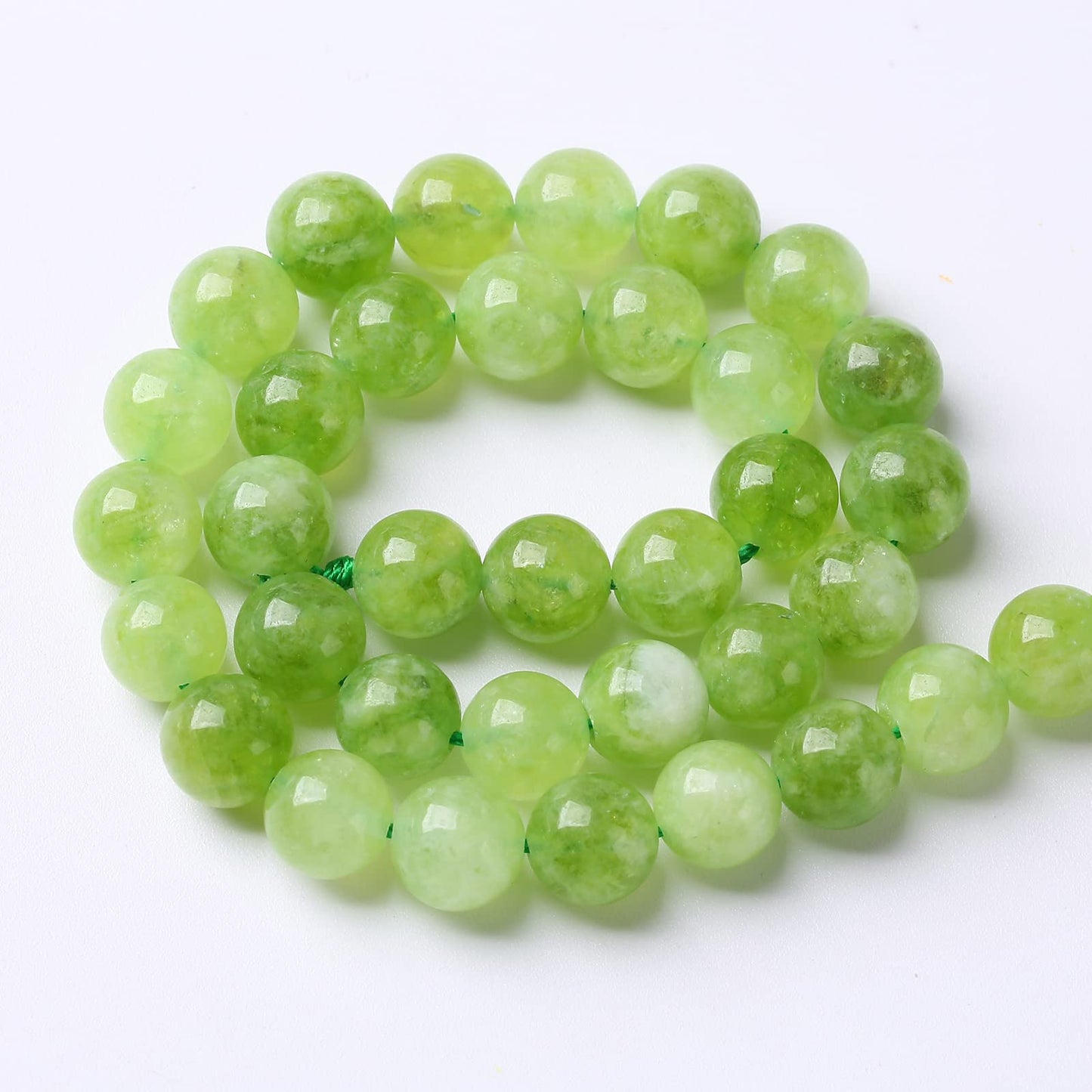 10MM 36PCS Natural Green Peridot Jade Quartz Beads for Jewelry Making DIY Bracelet Crystal 1 Strand
