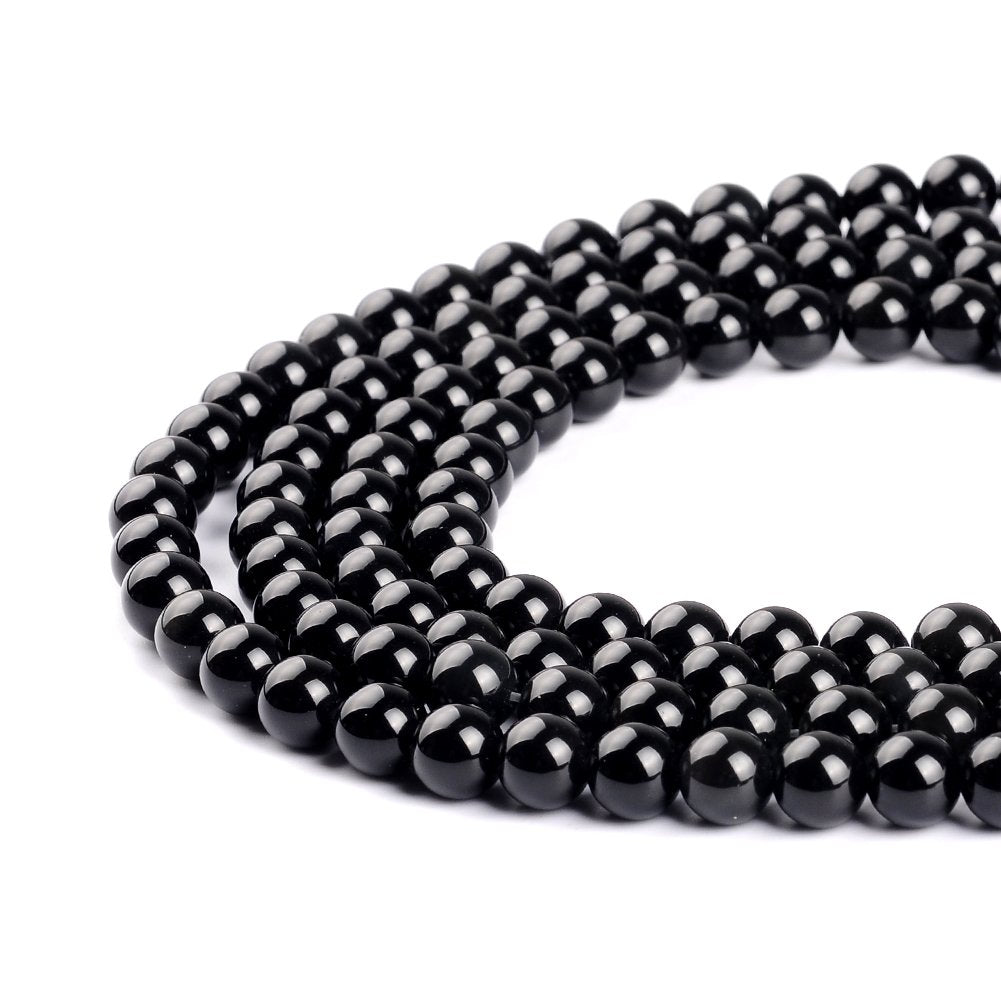 Natural Stone Beads 6mm Obsidian Gemstone Round Loose Beads Crystal Energy Stone Healing Power for Jewelry Making DIY,1 Strand 15"