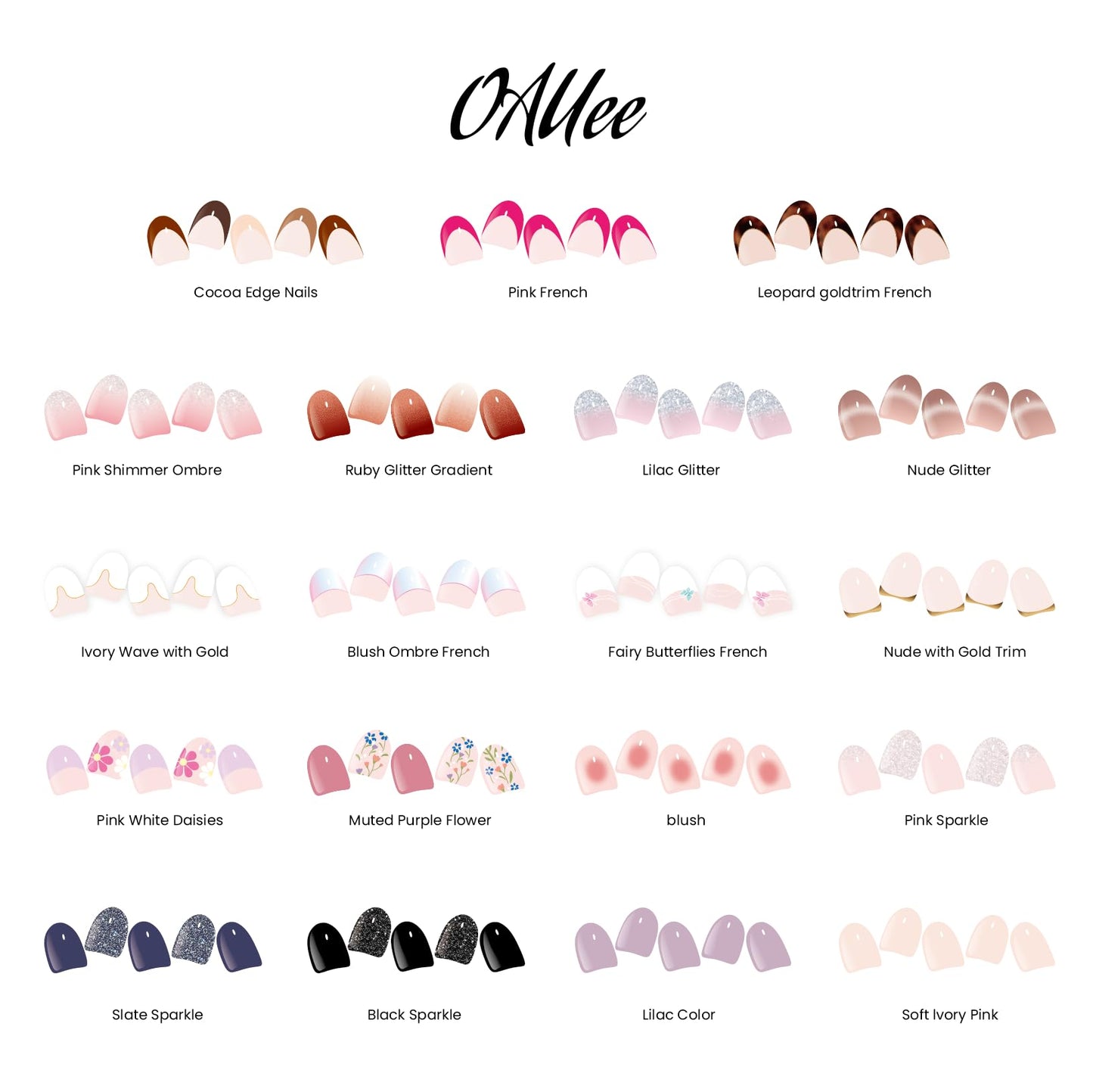 OAUEE Semi Cured Gel Nail Strips | Gel Nail Stickers with UV Light Required | Salon Quality, Easy Application and Removal(Dreamy White Neon Gradient Color)