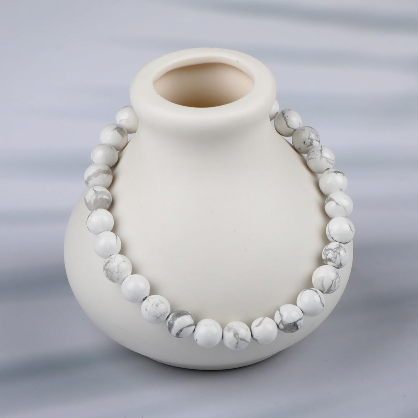LPBeads Handmade Natural Gemstone Stretch Elastic 6mm White Howlite Bracelet Healing Crystal Round Stone Beads Jewelry Gifts for Women Men