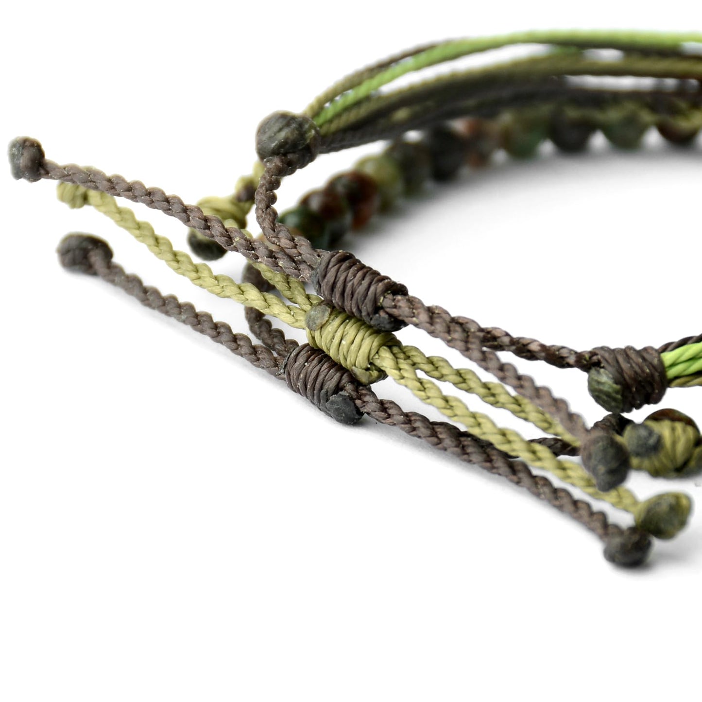 Handmade Natural Stone Beaded Healing Bracelet Gift for Men Adjustable Rope String Bracelet (Green/Coffee Jasper, Adjustable)