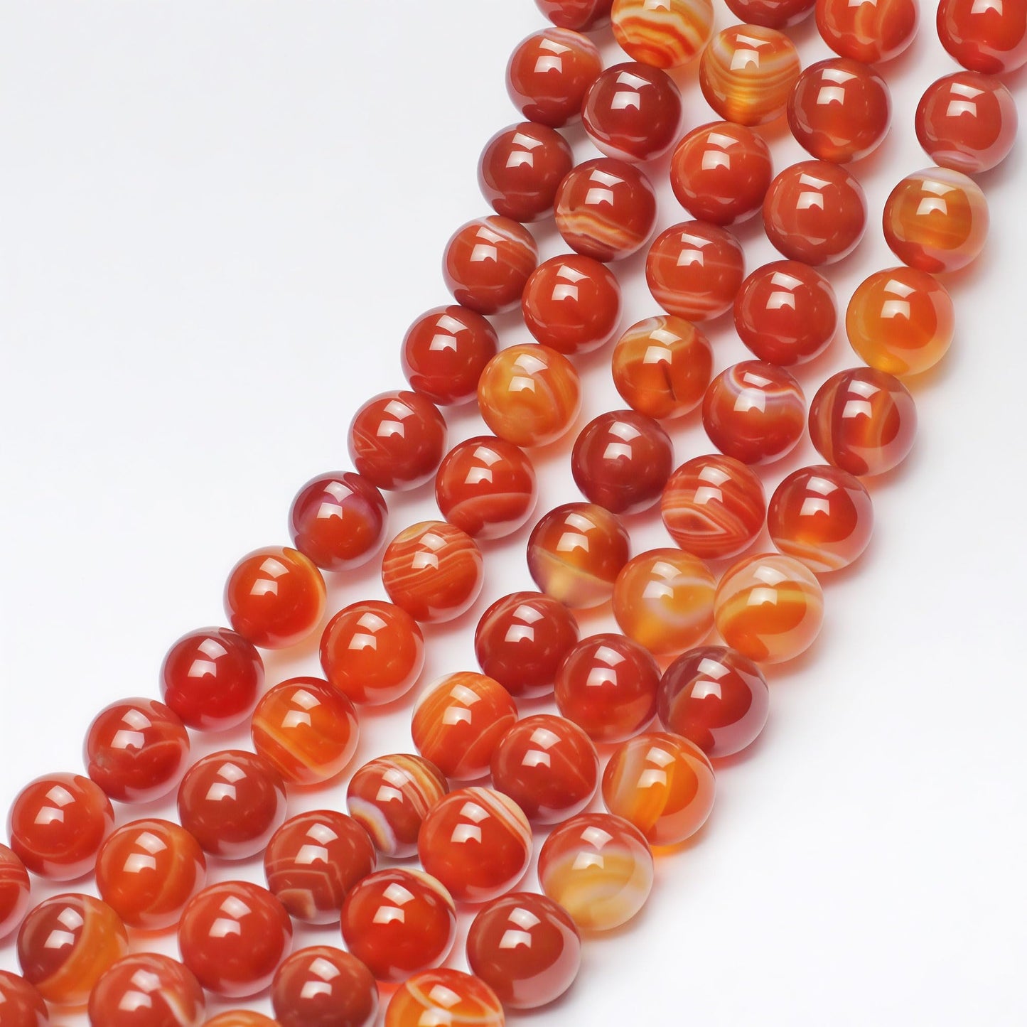 MJDCB Natural Red Striped Agate Beads Round Loose Beads for Jewelry Making DIY Bracelet Necklace (4mm)