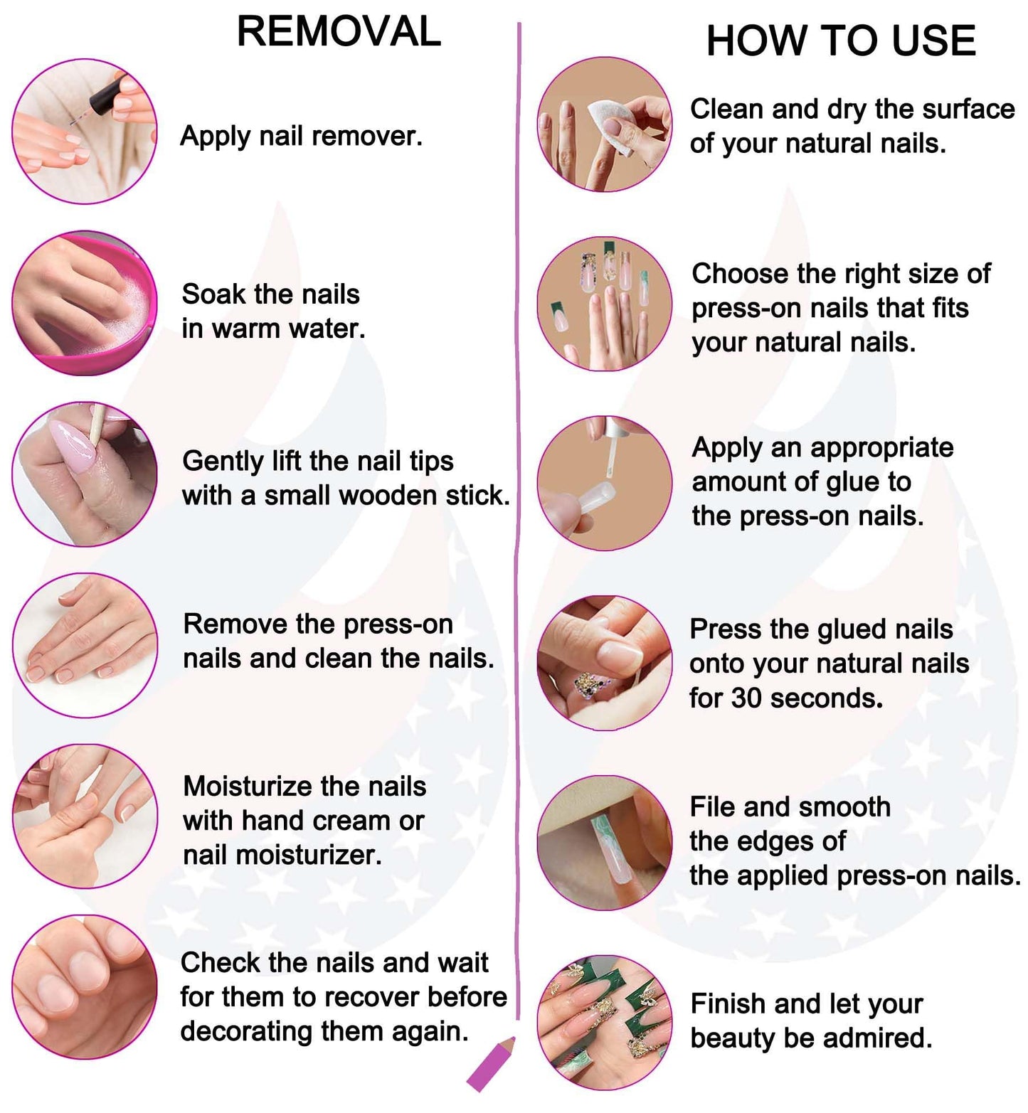 Gleamrain Almond Press on Nails Medium with French Design Blue Glue on Nail for Women Summer Vacation 24pcs