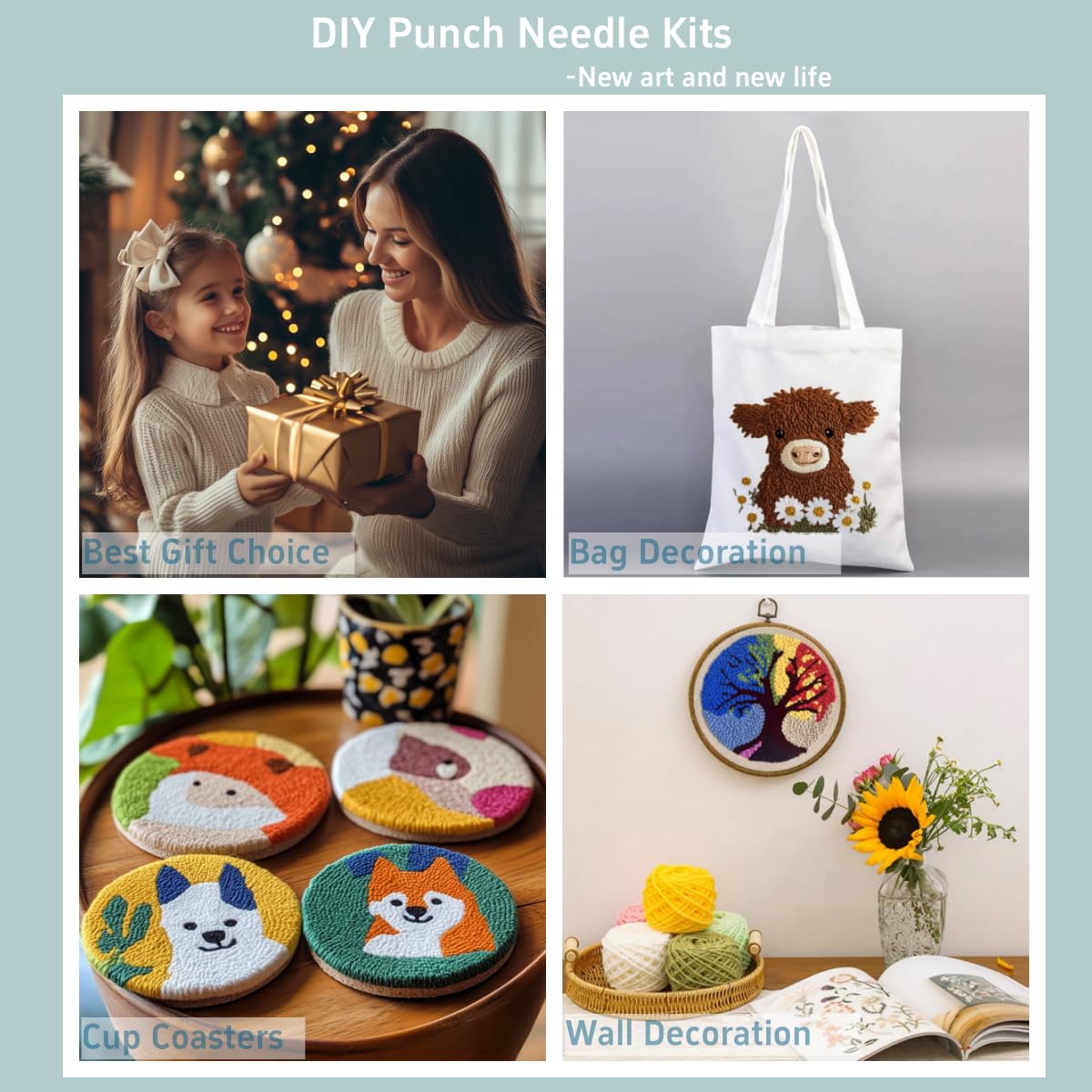 Punch Needle Kits Lemon Spice DIY Embroidery Starter Set with Hoop Easy for Beginners Stress Relief Handmade Craft Hobby and Home Decor 20x20cm-10