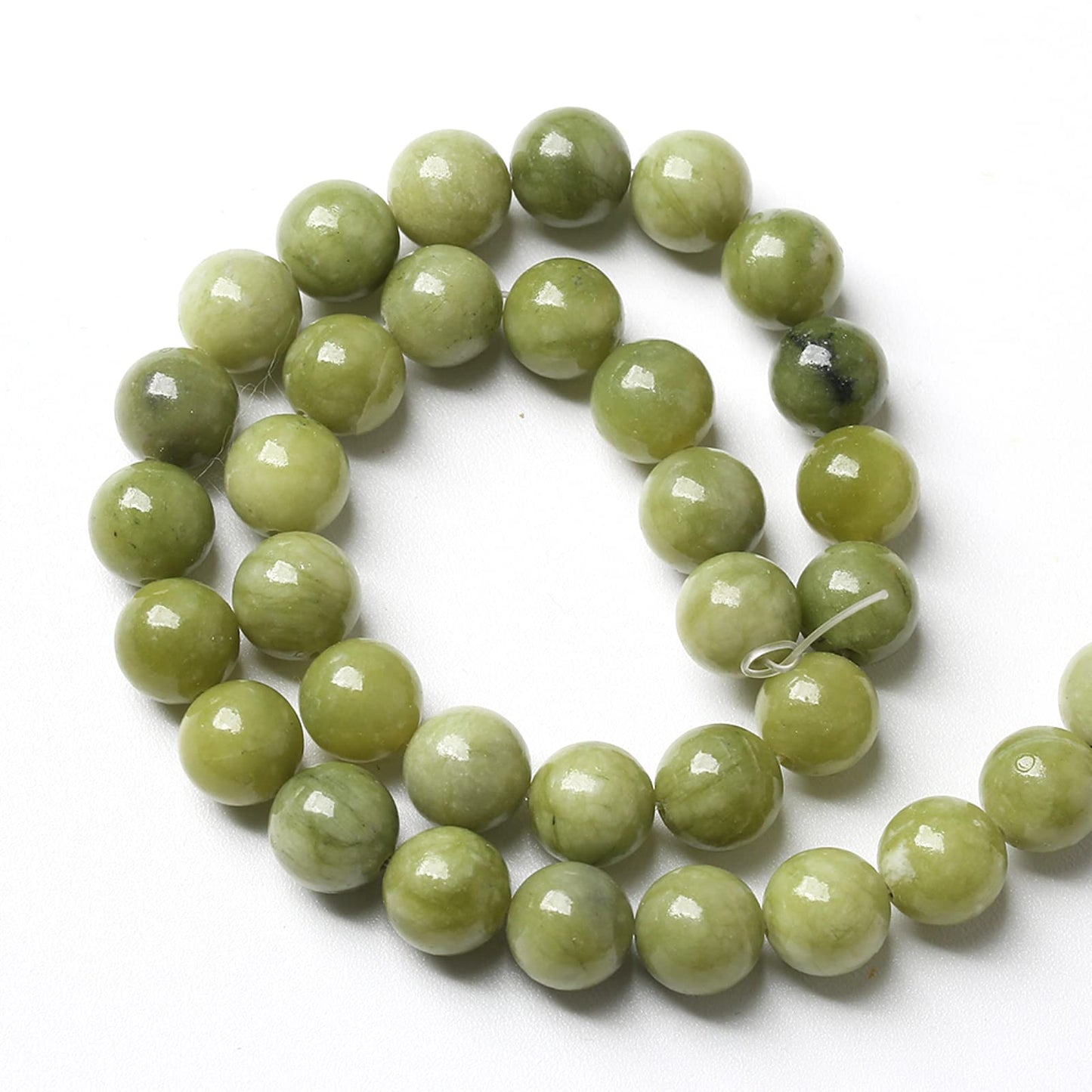 120PCS 6MM Natural Stone Chinese Green Jade Loose Beads for Jewelry Making DIY Bracelet Necklace