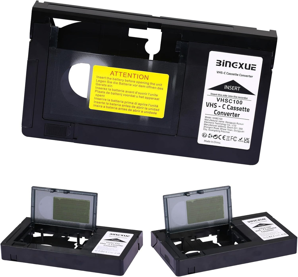 Bingxue Cassette 3 8mm/MiniDV/Hi8 VHS-C to VHS Adapter for SVHS Camcorders RCA + VCC Micro-Fiber Cloth NOT Compatible