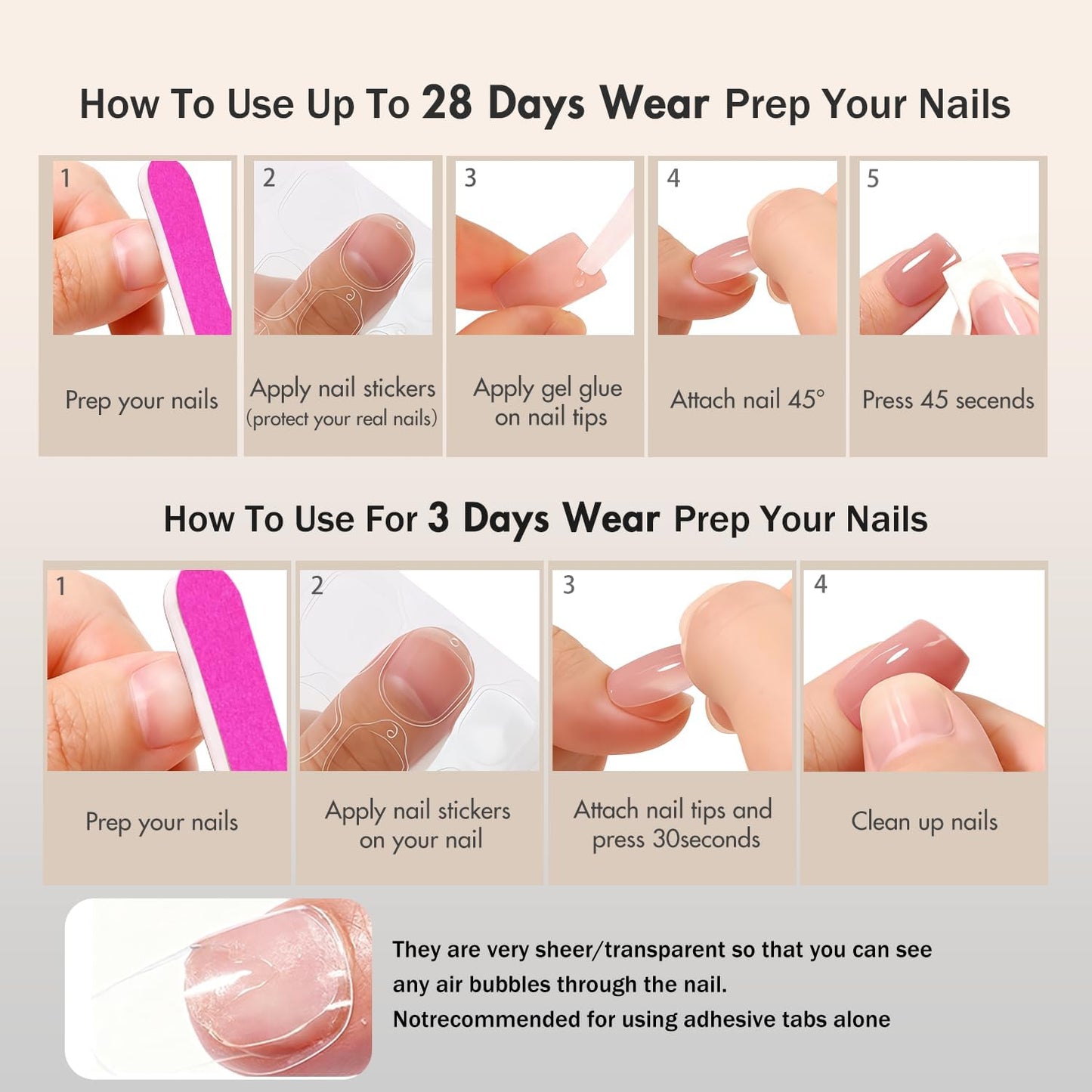 SXVME Press On Nails Long Square - Chrome Gold French Tip Press on Nails with Glue for Women, Natural Pink Fake Nails Press ons, Glazed Shiny Glue on Nails Coffin, Reusable Nail Stick Ons, 30 Pcs