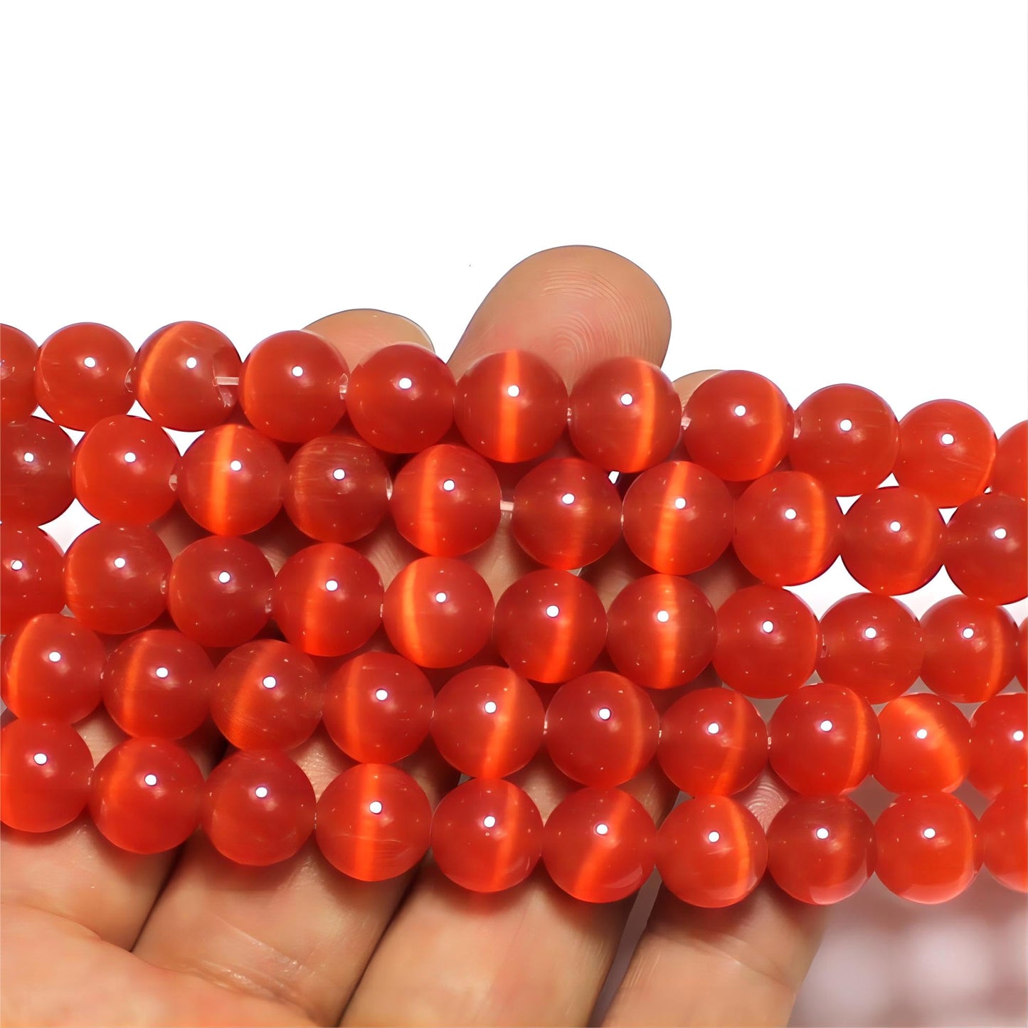 MJDCB 60pcs Red Cat Eye Stone Beads 6mm Round Crystal Loose Bead for Jewelry Making DIY Bracelets Necklace Accessories