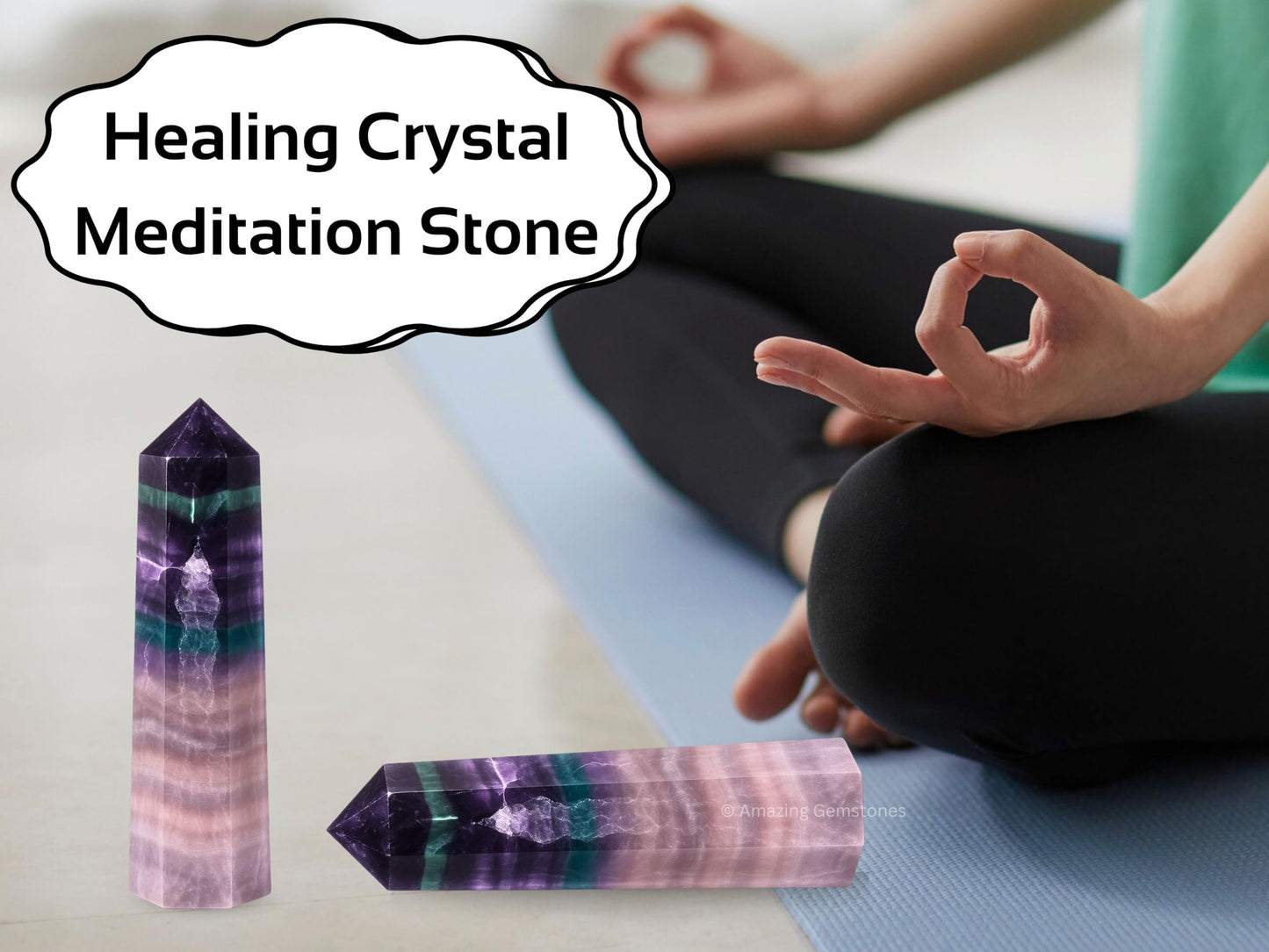 Amazing Gemstone Fluorite Crystal Towers - Natural Healing Crystal Point Obelisk for Reiki Healing and Crystal Grid (3" to 4" INCH)