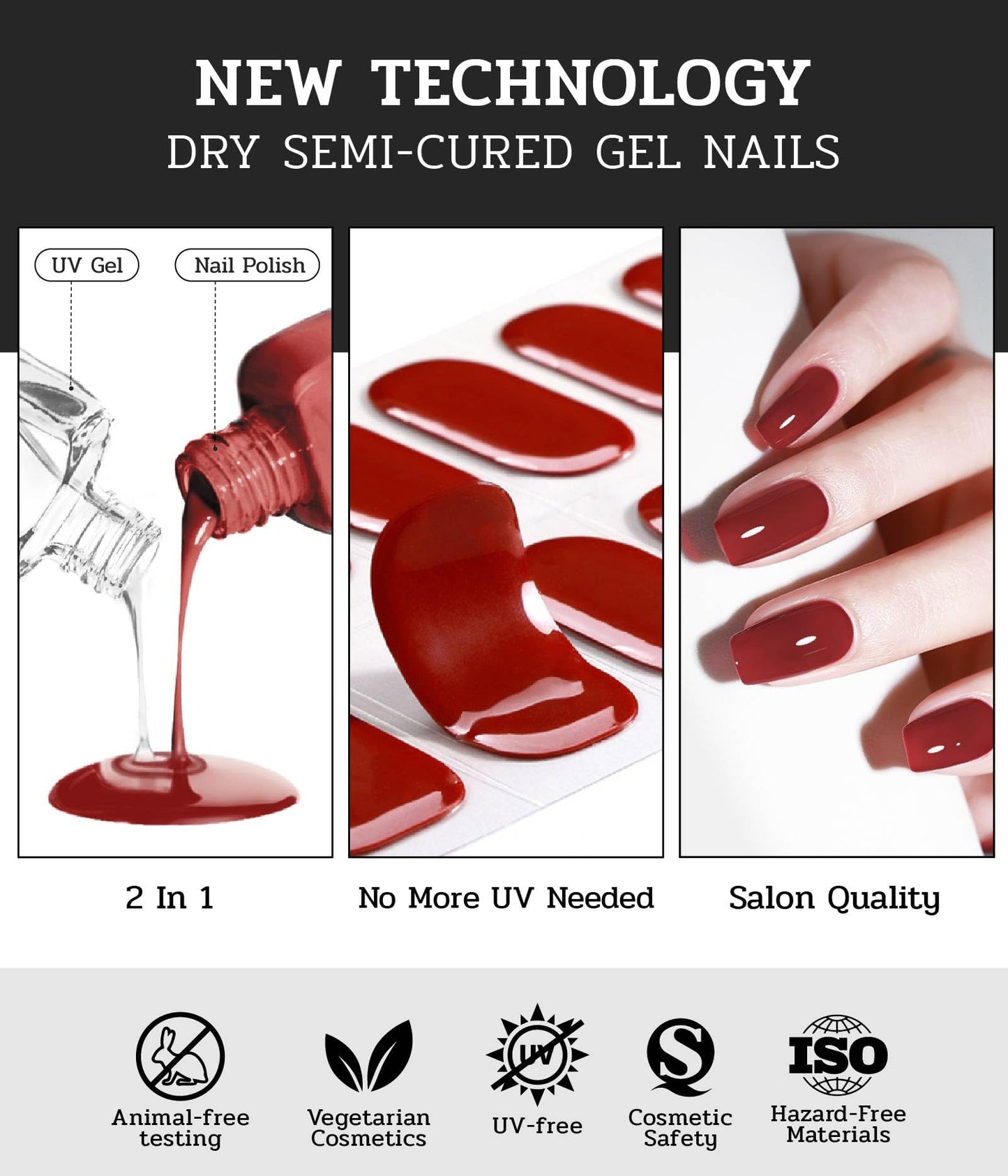ruyeefam Nail Polish Strips (No UV Lamp Needed) - 22 Pcs Salon Quality Gel Nail Stickers - Long Lasting Wraps (Sunny Orange)