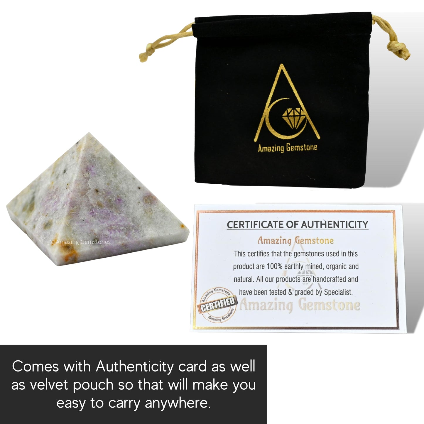 Amazing Gemstone Hackmanite Pyramid Crystal Healing Stones - 1" Great Pyramid Figurine of Natural Stone Pyramid for Meditation, Reiki, Chakra Balancing and Crystal Pyramids Grid