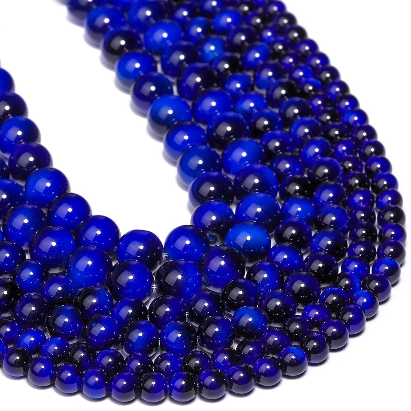 Song Xi 60PCS 6mm Royal Blue Tiger Eye Gemstone Beads for Jewelry Making, Round Smooth Glass Beads for DIY Bracelet Necklace Earring Keychain, Arts and Crafts, for Christmas Wedding Birthday