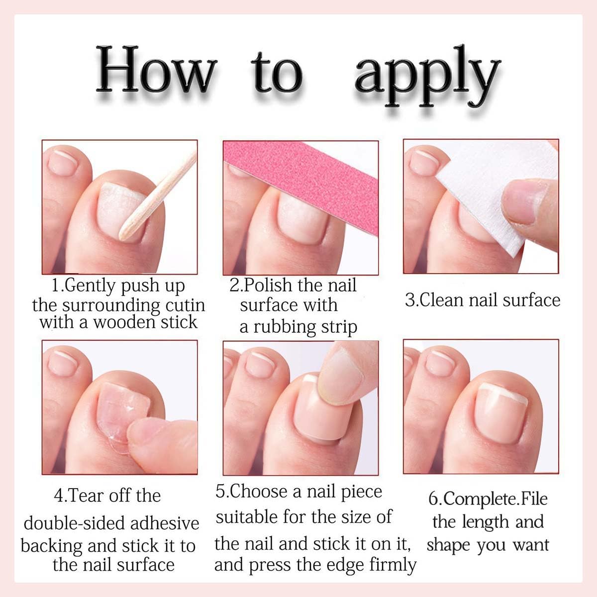 Polka Dot Press on Nails and Toenails Set - Medium Almond Nude Fake Nails, Full Cover Short Square Black False ToeNails, Reusable Glue on Nails for Women Manicure & Pedicure Nail Kit