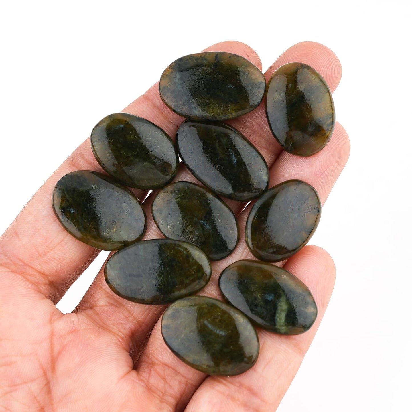 ColouredRocks (10pcs.) VESSONITE OVALS, Natural Cabochon Crystals, Loose Gemstone, Wholesale Polished Supply, Jewelry Making, DIY Craft, Gem Collection (18+ mm size)