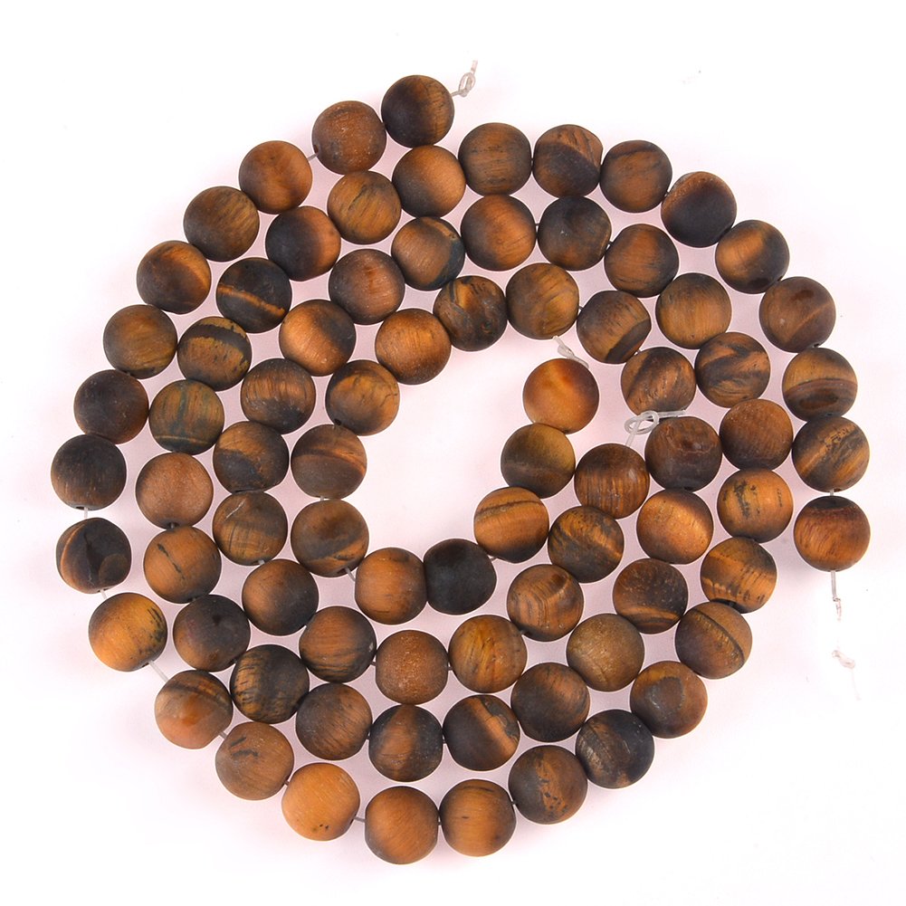 PLTbeads Natural Gemstone Loose Beads Matte Approxi 15.5 inch DIY Bracelet Necklace for Jewelry Making (6mm, Matte Yellow Tiger Eye)
